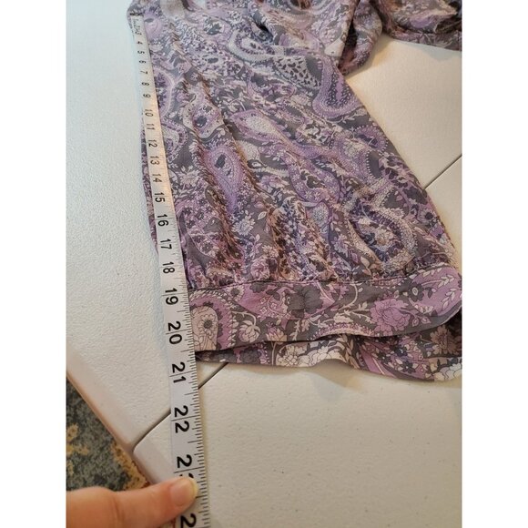 Nili Lotan Acaidia Blouse Women Small 100% Silk Purple Paisley Sheer Top Boho - Picture 12 of 16